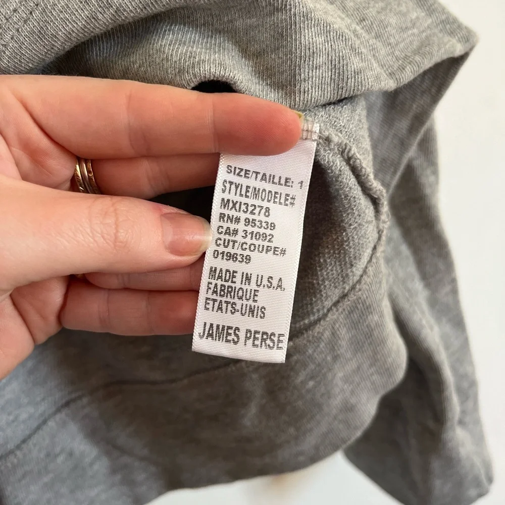 James Perse Vintage French Terry Heather Grey Sweatshirt 1/Small - Picture 9 of 12